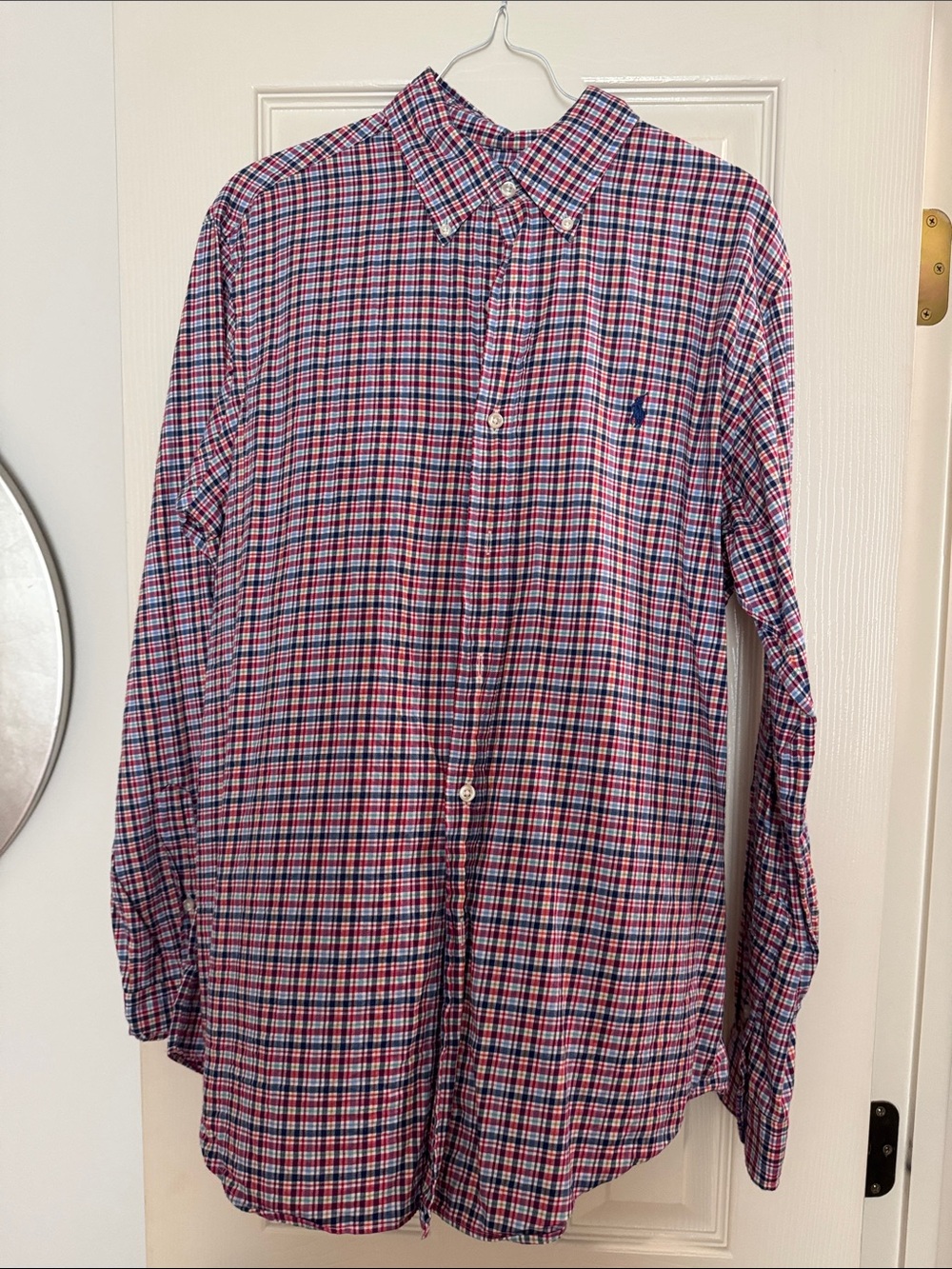 Ralph Lauren Red, Blue & White Plaid Button-Down Shirt